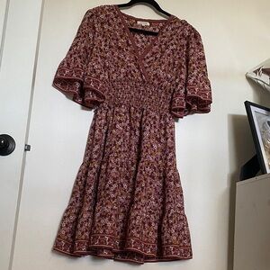 Max Studio Burgundy Floral Midi Dress